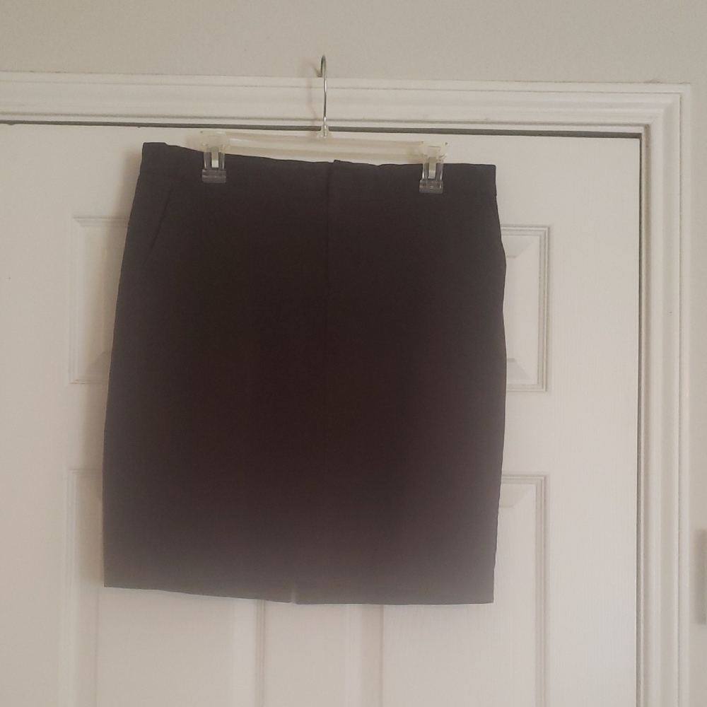 Dark Brown Pencil Skirt Cotton Skirt Front Zipper Back Slit